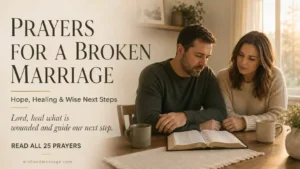 Married couple sitting beside an open Bible while seeking hope and guidance for their struggling marriage.