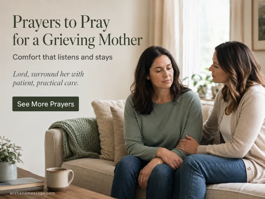 Friend sitting beside and gently comforting a grieving mother in a quiet living room