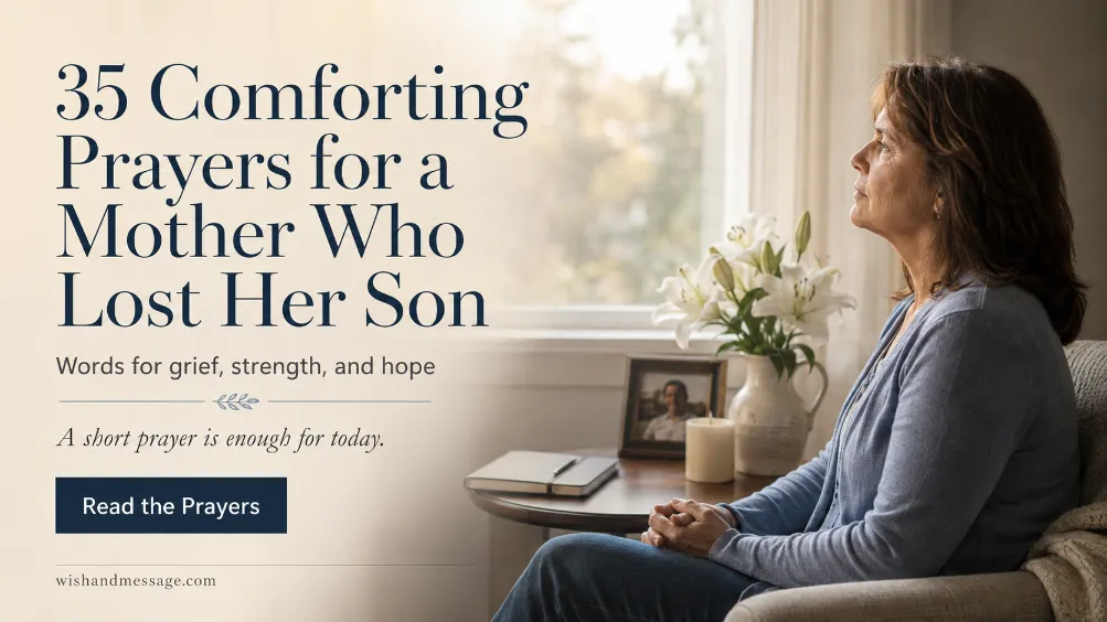 Reflective mother sitting beside a window with white lilies, a candle, journal, and framed photograph