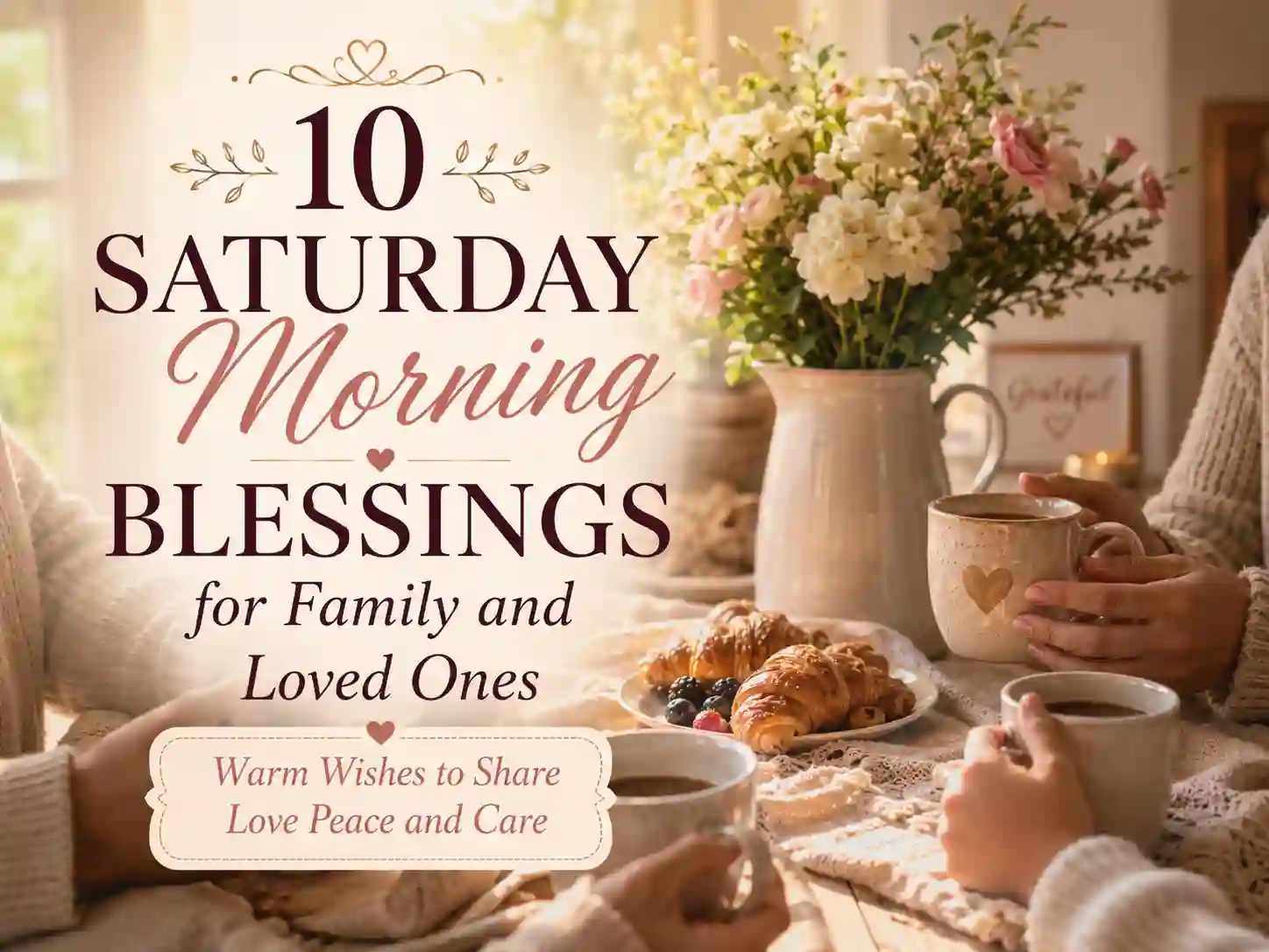 Saturday morning blessings for family and loved ones with warm home setting and loving weekend mood