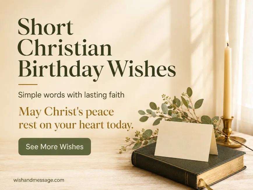 Simple birthday card beside a Bible and candle with soft golden light
