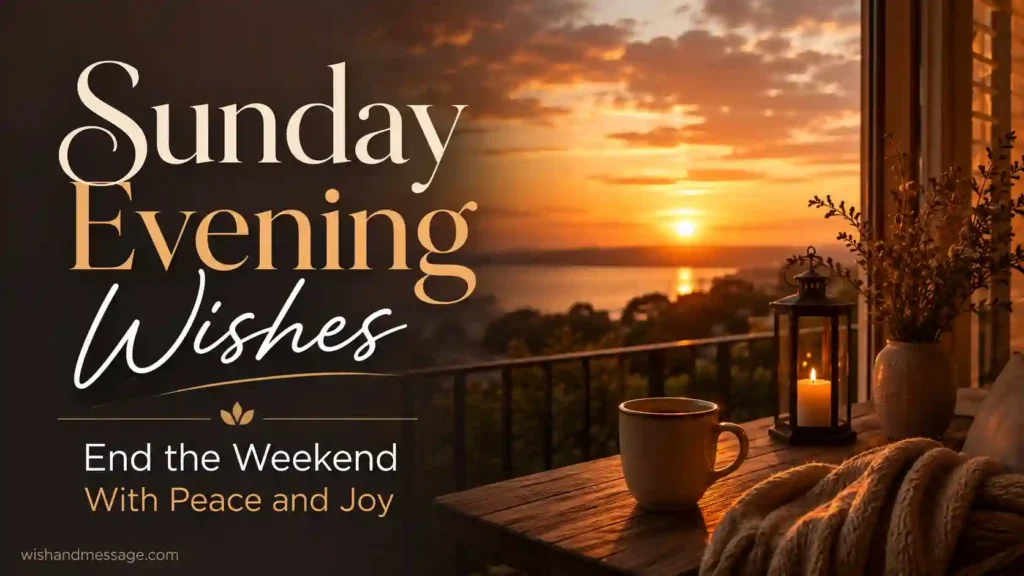 Peaceful Sunday evening sunset with stylish Sunday evening wishes text